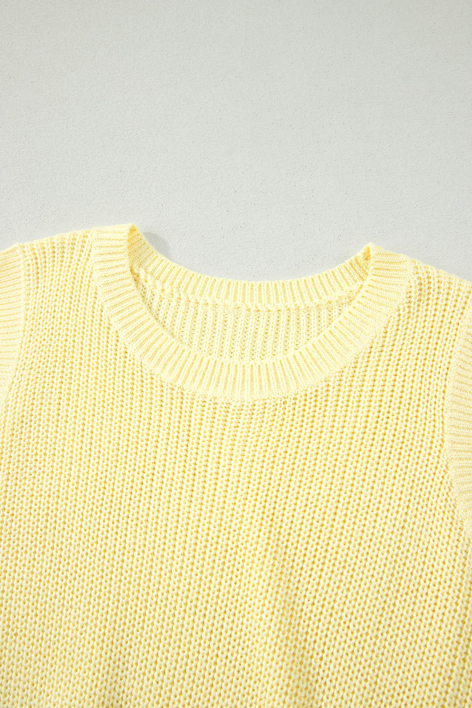 Yellow Cream Solid Color Cropped Knit Knot Back Cutout Sweater Tank - Image 11