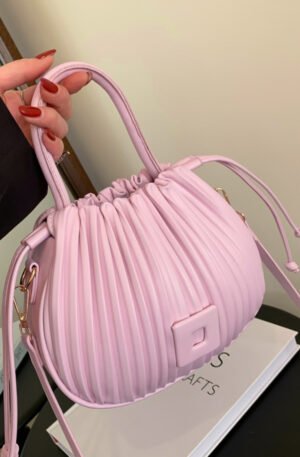 Pleated Bucket Crossbody Bag with