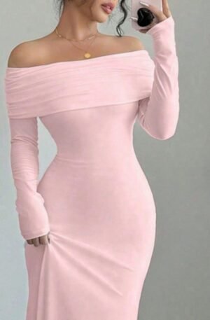 Off-Shoulder Long Sleeve Maxi Dress