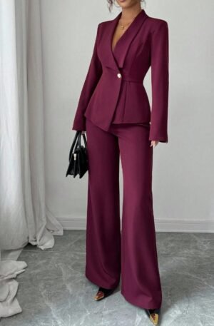 One Button Blazer and Pants Set