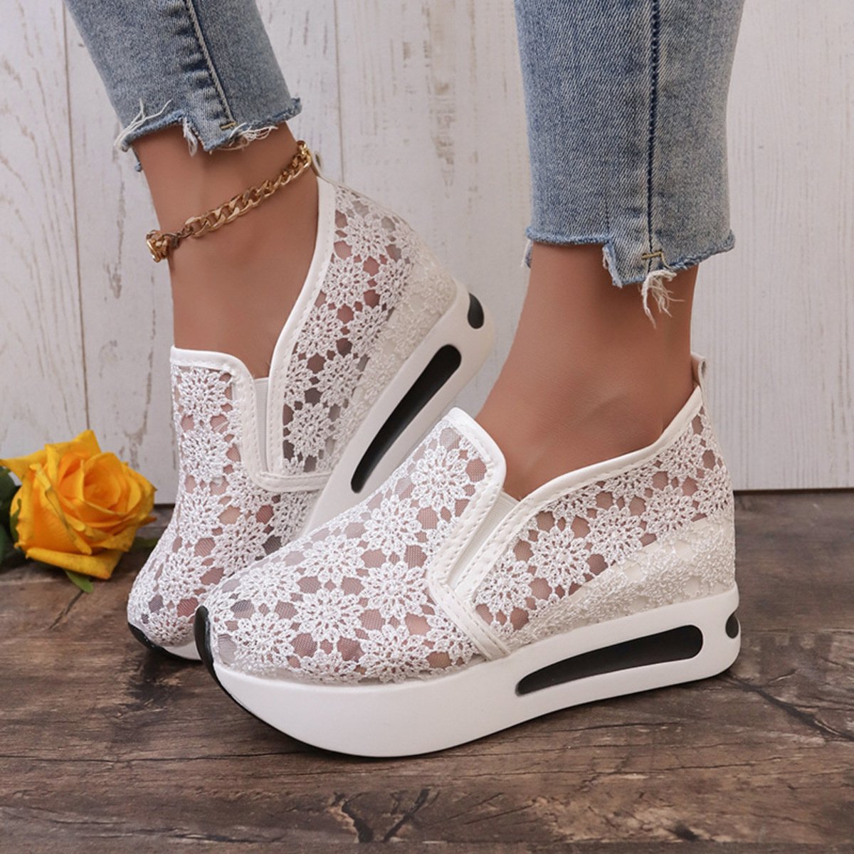 Floral Lace Breathable Slip-Ons - Image 5