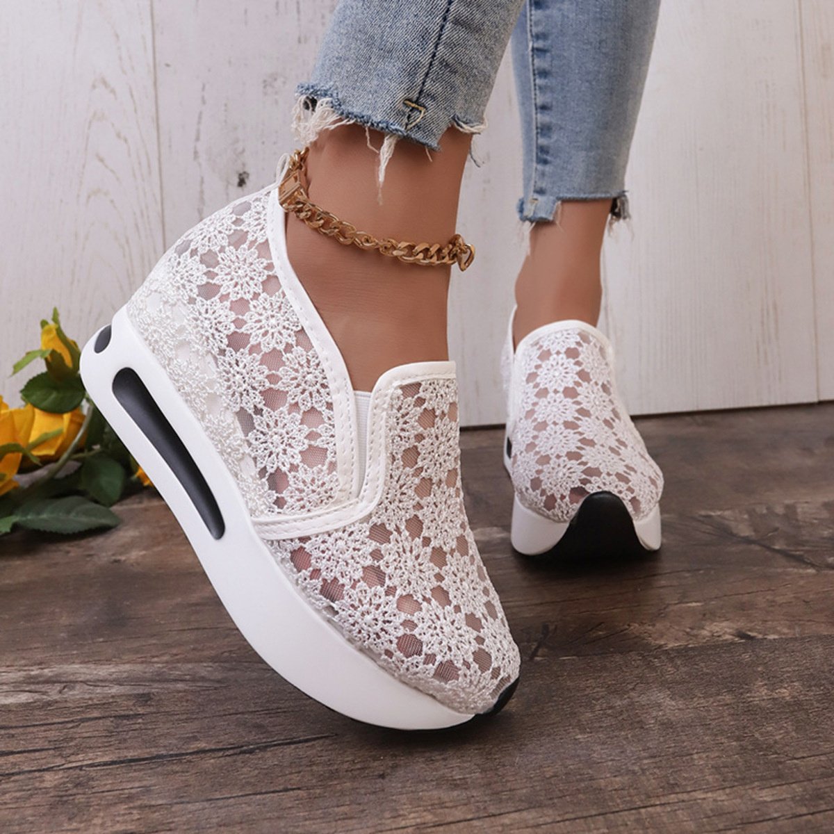 Floral Lace Breathable Slip-Ons - Image 6
