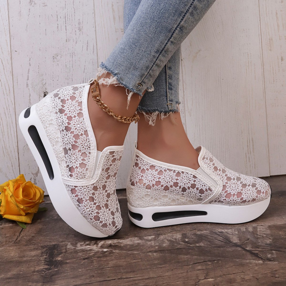 Floral Lace Breathable Slip-Ons - Image 8