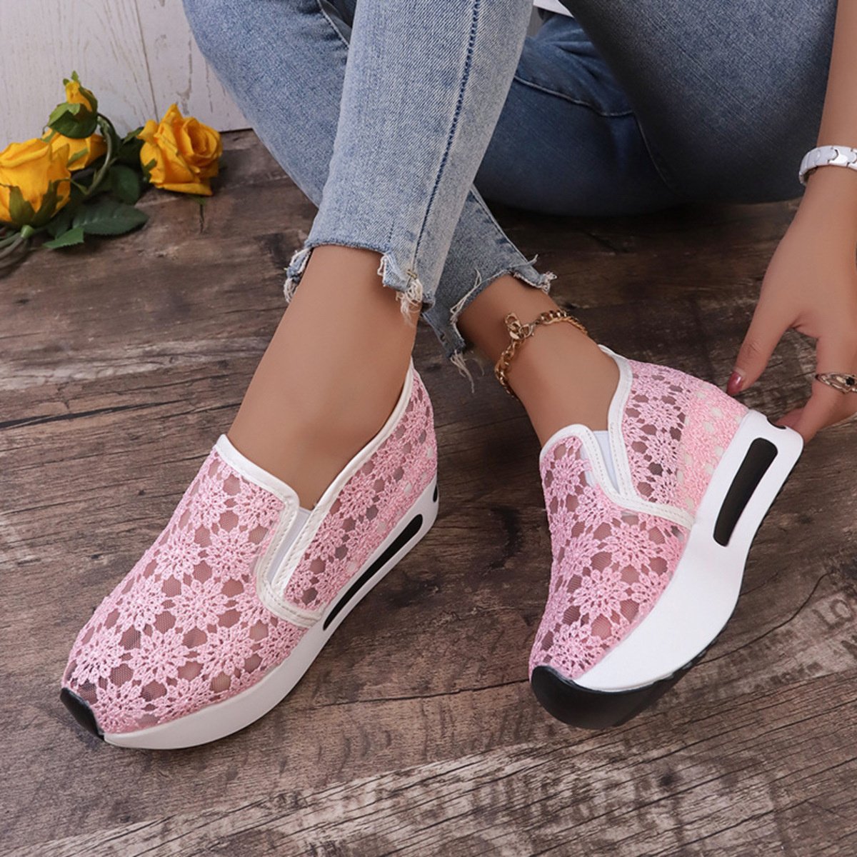 Floral Lace Breathable Slip-Ons - Image 4