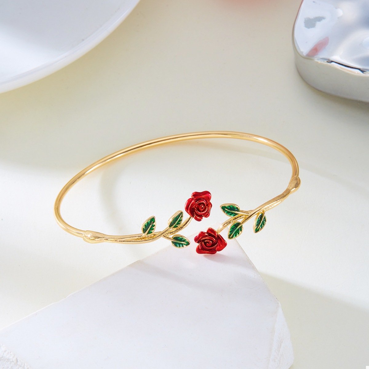 Rose Bypass Ring and Bracelet Jewelry Set - Image 10