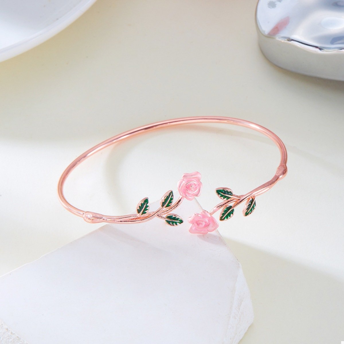 Rose Bypass Ring and Bracelet Jewelry Set - Image 3