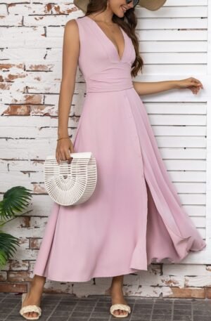 Full Size Slit V-Neck Sleeveless Dress Plus Size