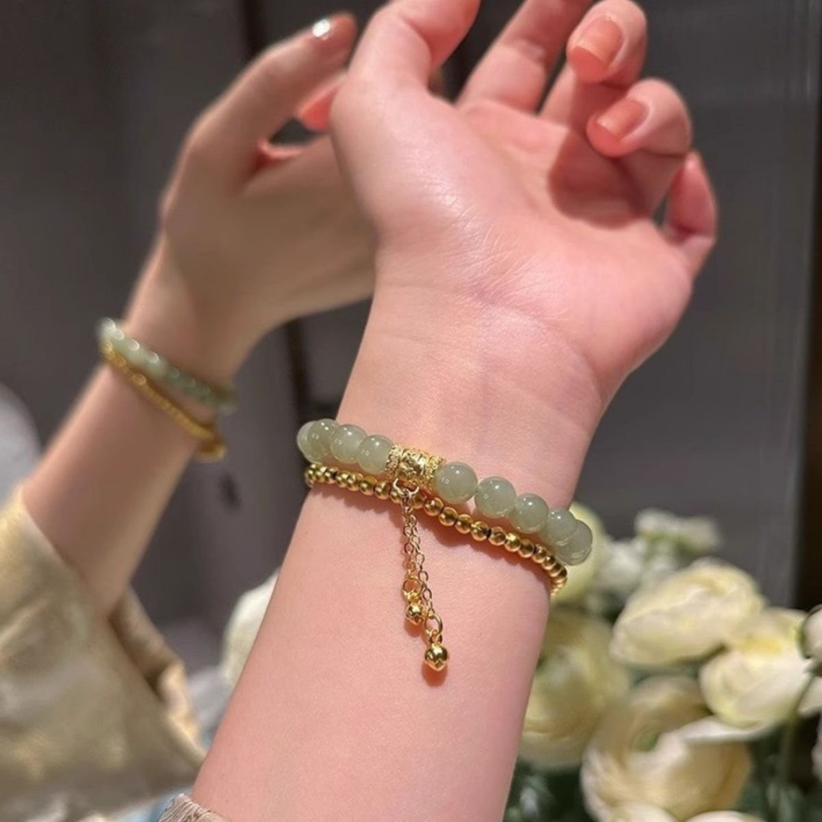 18K Gold-Plated Bead Bracelet