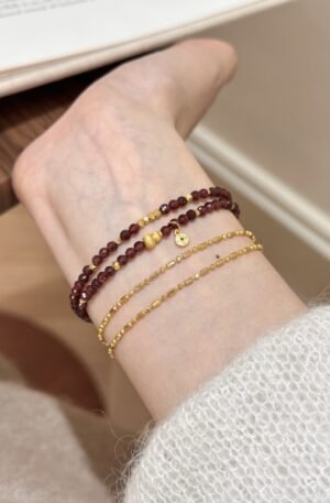 Double Layered Beaded Bracelet with Gold Accents
