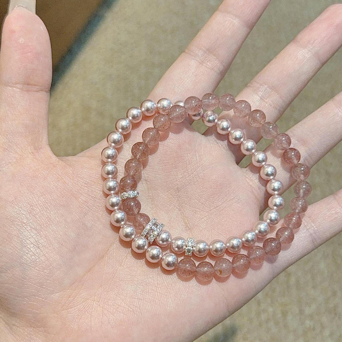 Pearl Beaded Bracelet 2 Piece Set - Image 5