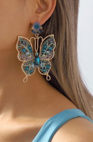 Butterfly Rhinestone Dangle Earrings