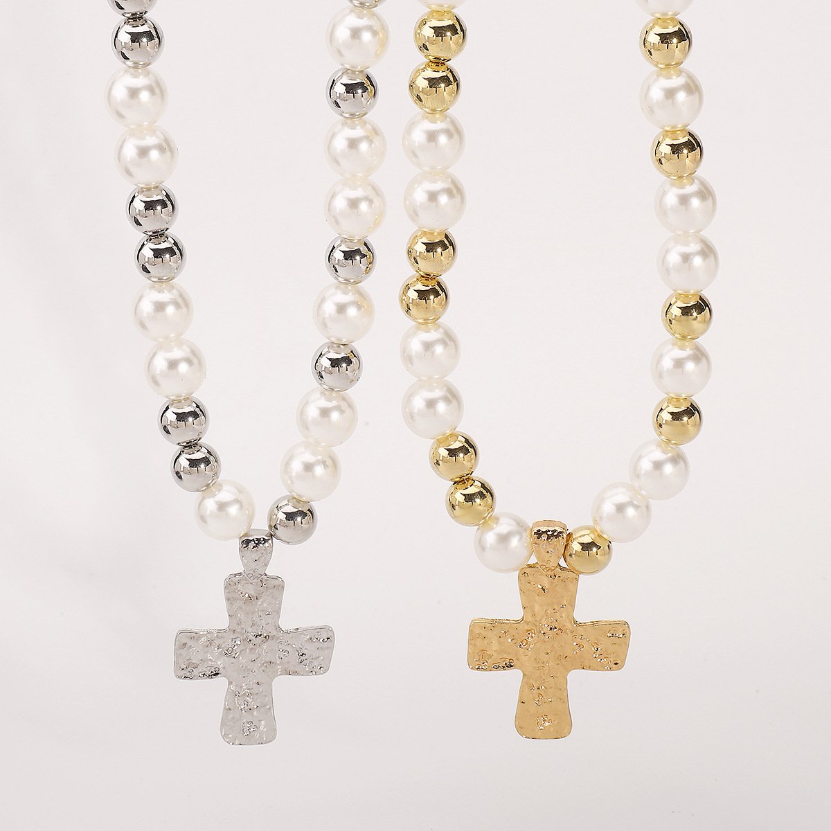 Pearl & Cross Pendant Necklace - Image 5