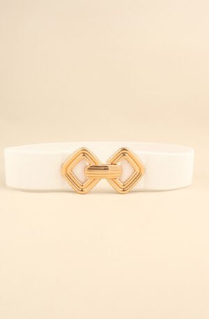 Geometric Buckle Elastic Wide Belt
