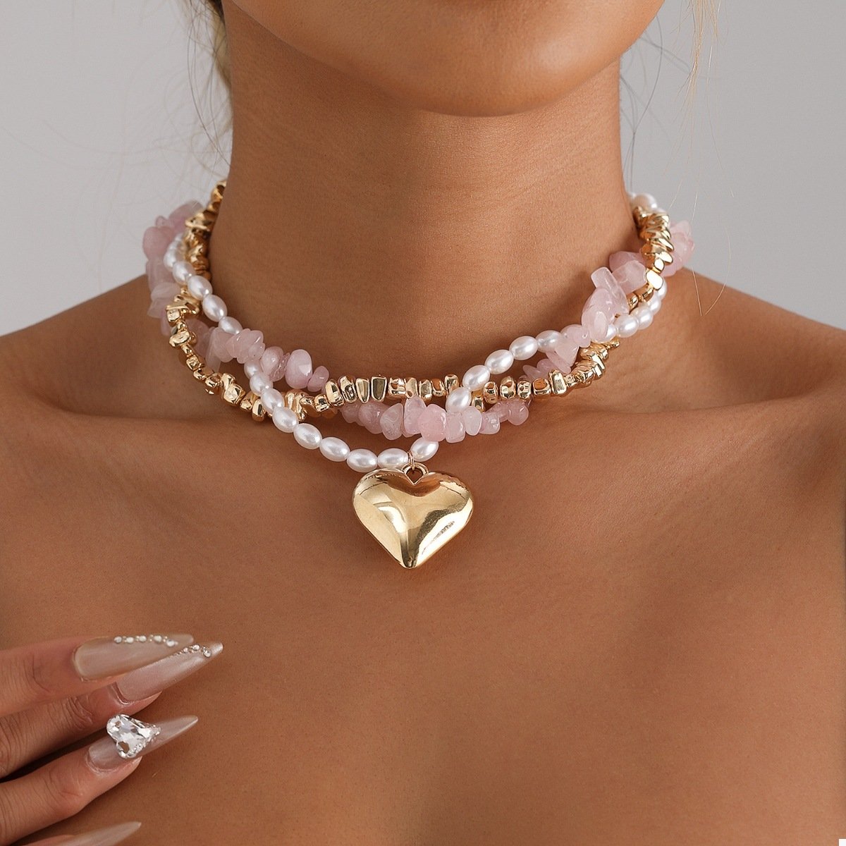 Three-Layered Heart Pendant Necklace