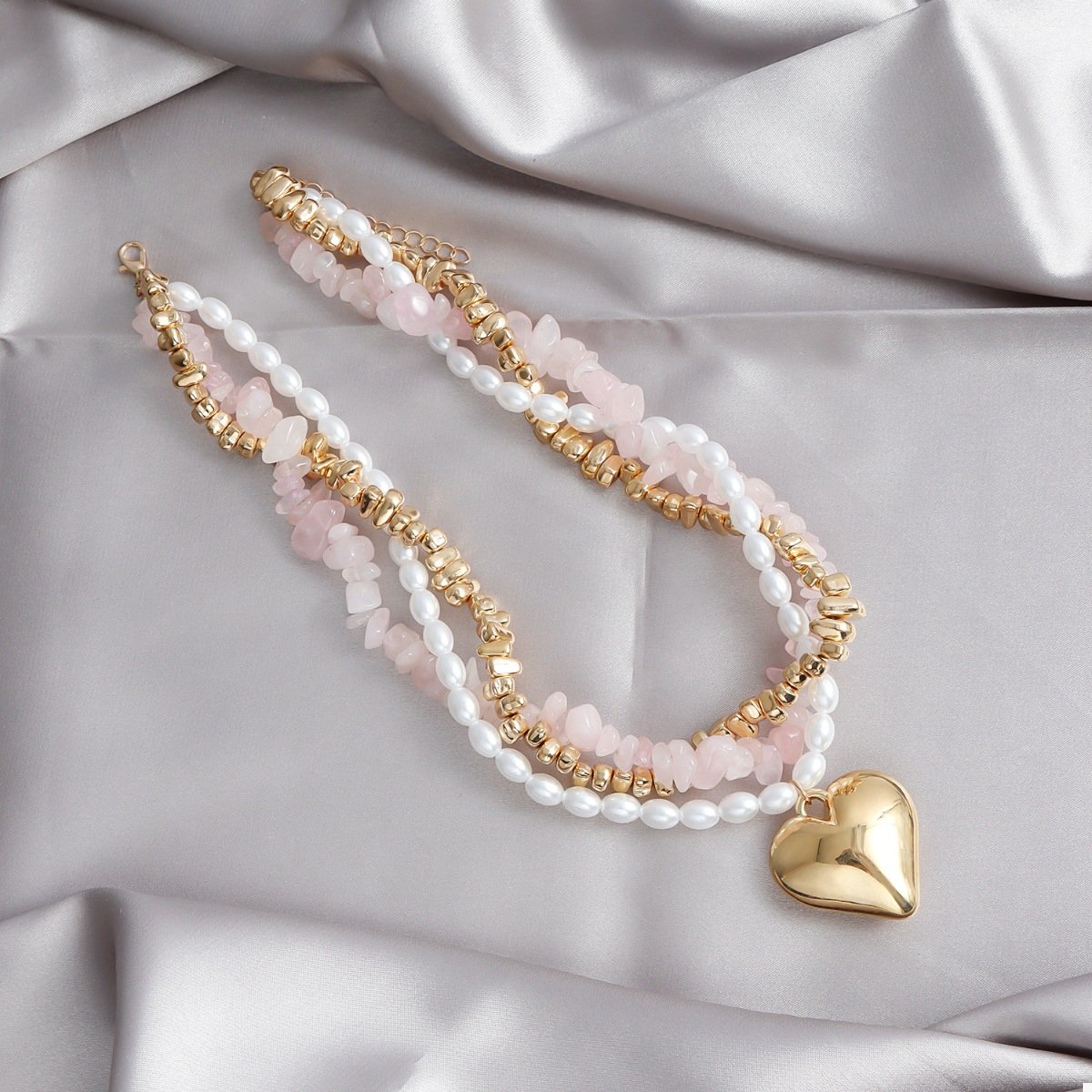 Three-Layered Heart Pendant Necklace - Image 6
