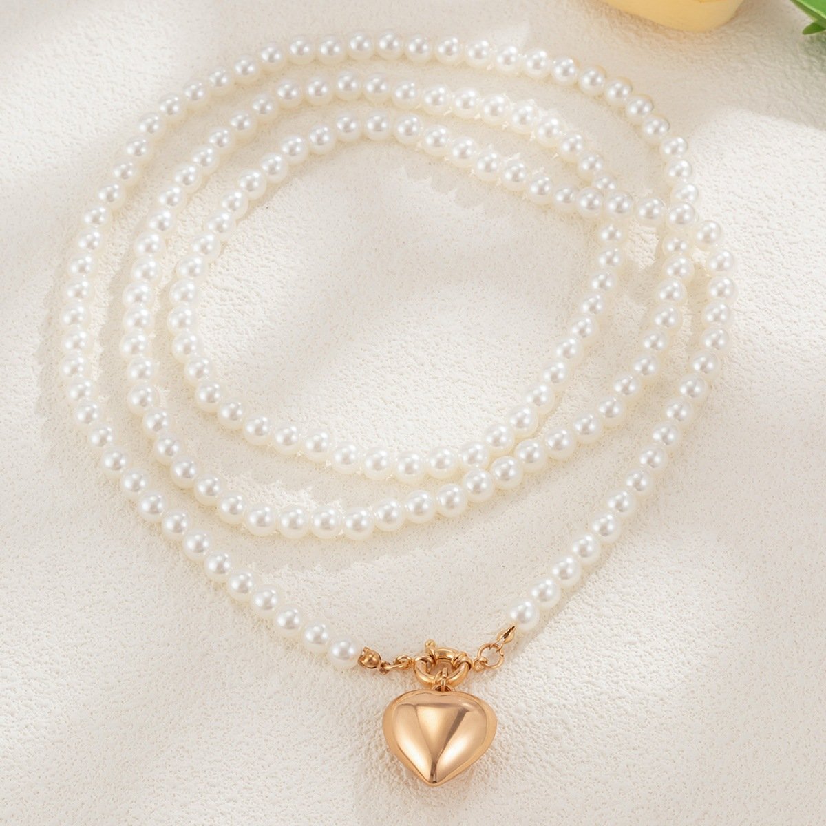 Pearl Chain Heart Necklace - Image 2