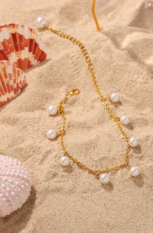 Pearl 18K Gold-Plated Charm Anklet