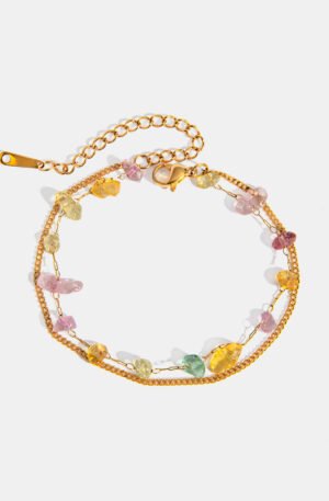 Stainless Steel Natural Stone Double Layered Bracelet