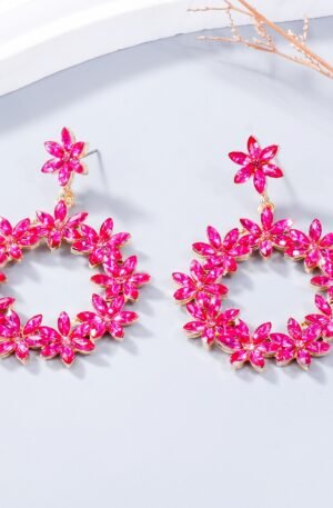 Rhinestone Flower Dangle Earrings