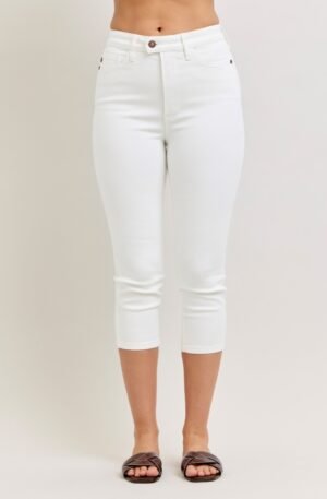 Judy Blue High Waist Extended Waistband Capri Pants with Spade Pockets