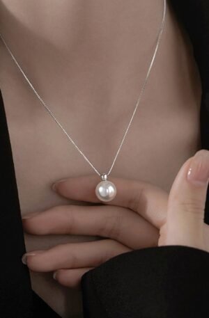 925 Sterling Silver Bead Pearl Necklace