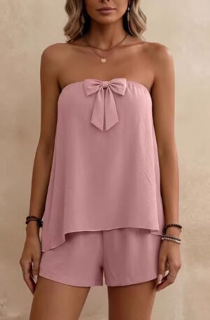 Bowknot Tube Top & Shorts Set