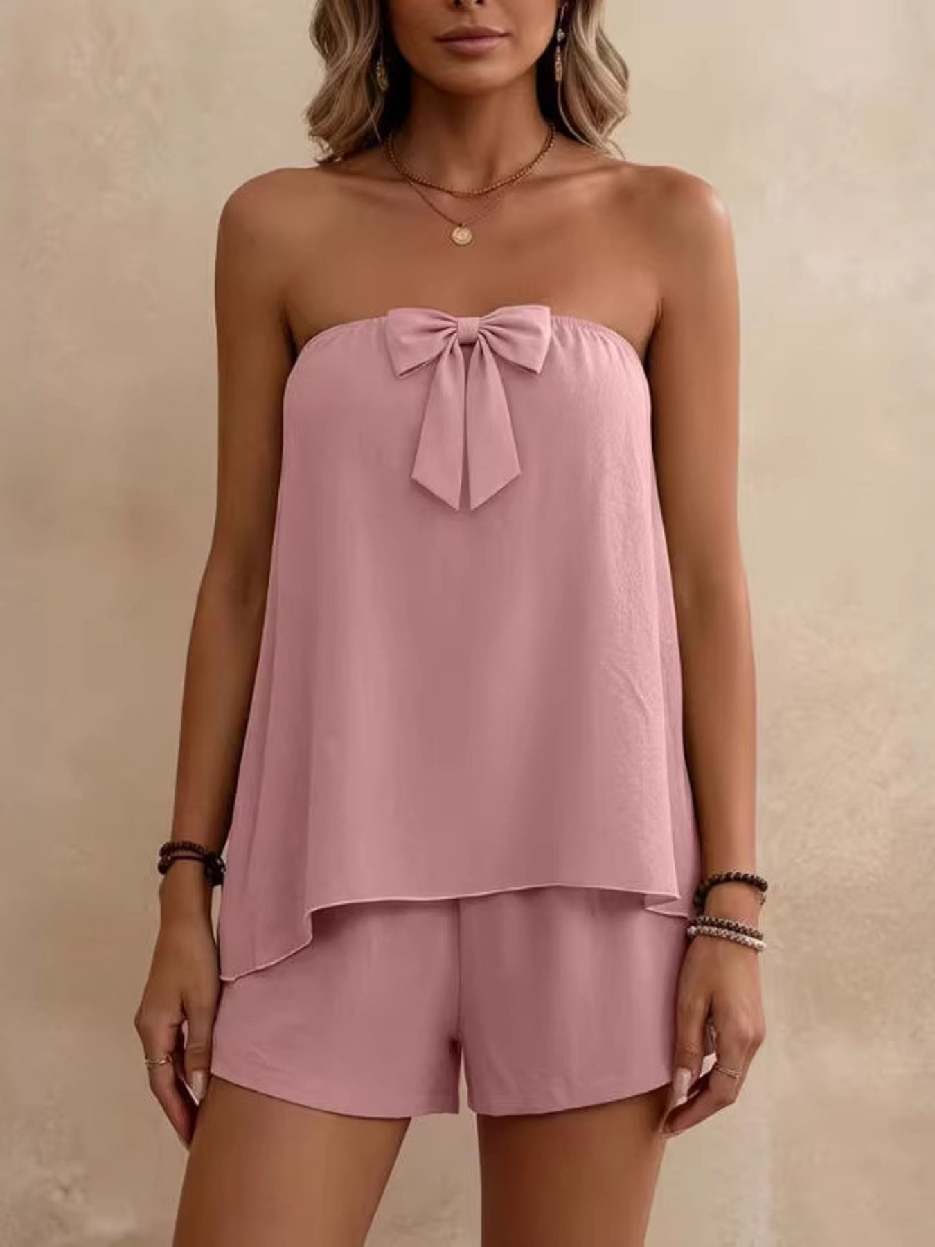 Bowknot Tube Top & Shorts Set - Image 2