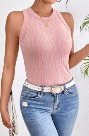 Textured Round Neck Tank Top