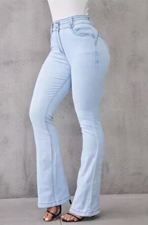 Full Size Wash High-Waisted Flare Jeans Plus Size Shatter