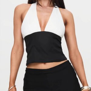 Halter Neck Color Block Cami Top - Image 3