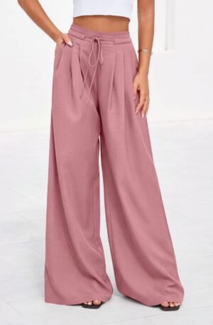 Full Size High-Waisted Wide-Leg Pleated Pants Plus Size
