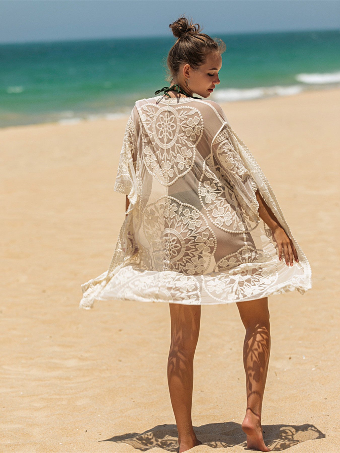 Floral Lace Sheer Kimono Cover-Up - Image 6