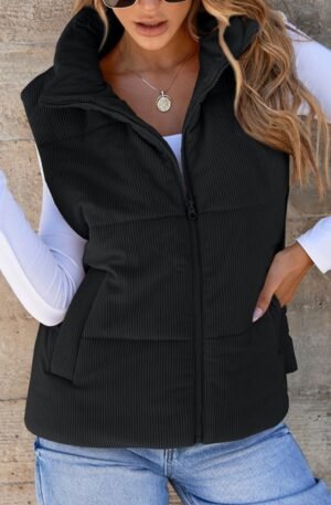 Corduroy Zip Up Vest Coat