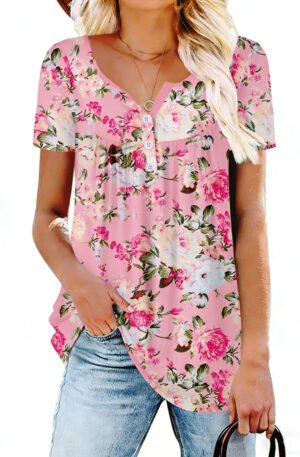 Rose Print Short Sleeve T-Shirt