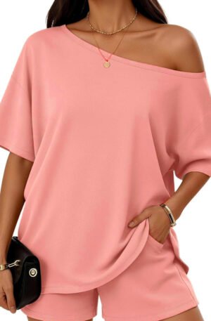 Full Size One Shoulder Top and Shorts Set Plus Size