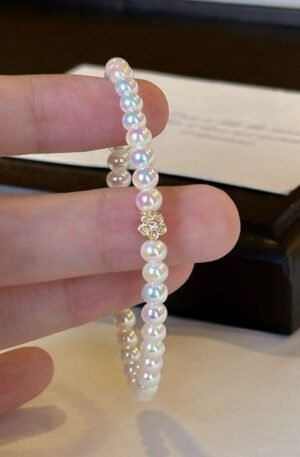 Pearl Bracelet with Floral Accent