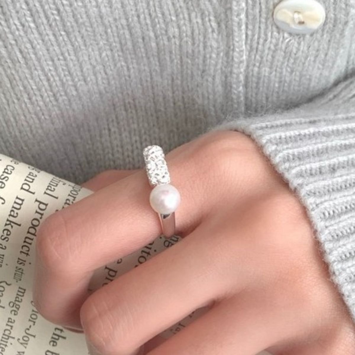 Pearl 925 Sterling Silver Open Ring - Image 2