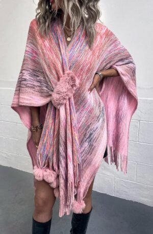 Heathered Fringe Hem Poncho