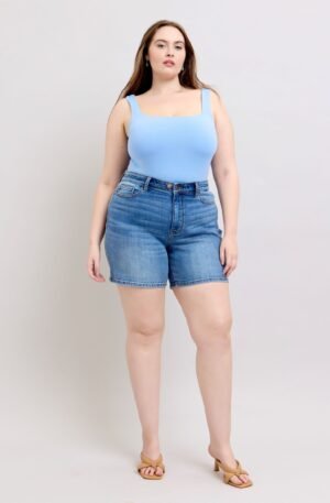 Judy Blue Full Size 2 Button Denim Shorts with Pockets