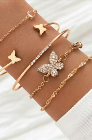 5 Piece 18K Gold-Plated Butterfly Bracelet