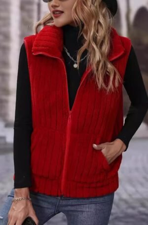 Pocketed Zip Up Vest Coat