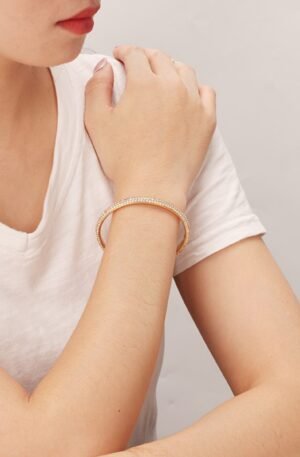 18K Gold-Plated Copper Zircon Open Bracelet