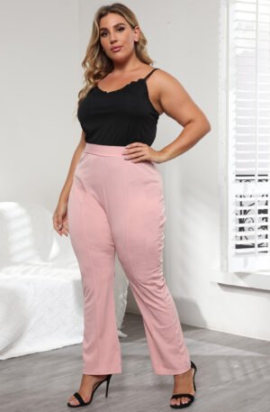 Plus Size Seamed Detail Plain Pants