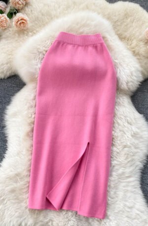 Slit Knit Midi Skirt