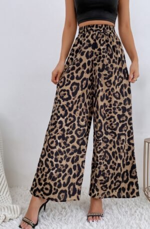 Leopard High Waist Wide Leg Pants