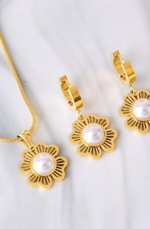18K Gold-Plated Flower Jewelry Set