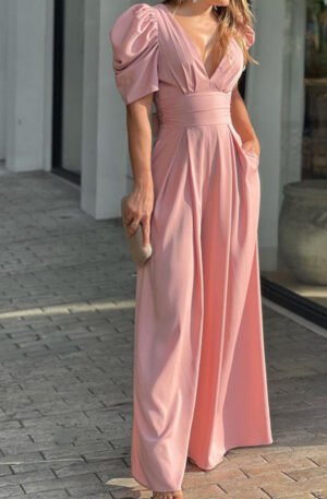 Puff Sleeve Wide Leg Jumpsuit