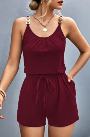 Scoop Neck Romper with Pockets