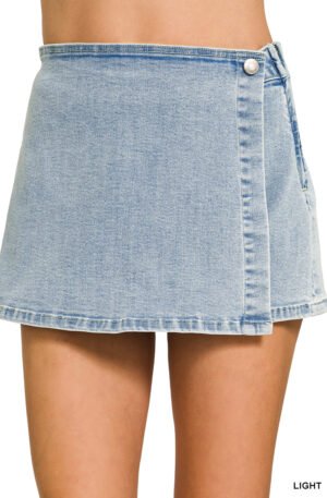 Zenana Wrap Front Denim Skort