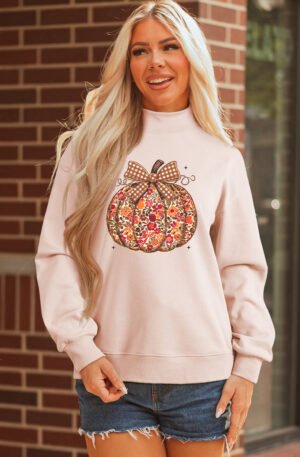 Pink Floral Pumpkin  Oversized Sweatshirt